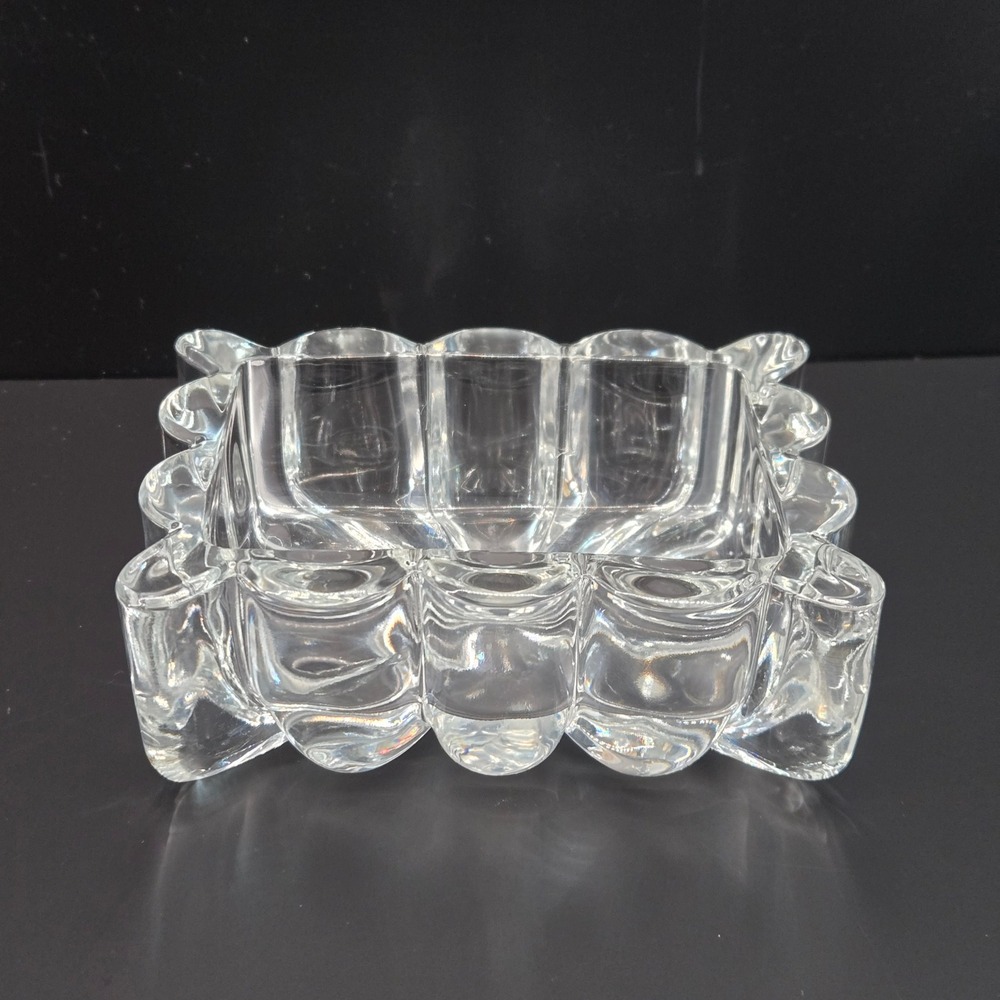 Vintage Heisey Glass Crystolite 1503 Clear Cigarette Box Base Ashtray Diamond H